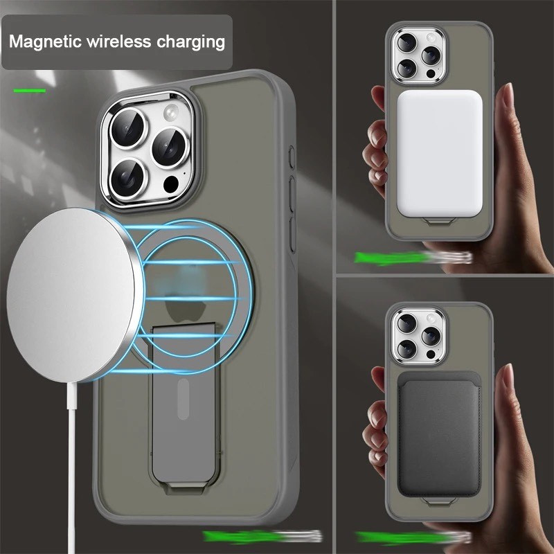 کاور آیرون من مدل kick stand مناسب برای گوشی موبایل اپل Iphone 16 Pro